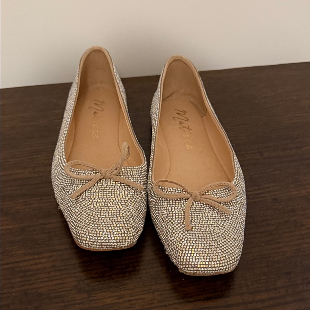 Matisse Silver Glitter Flats with Bow